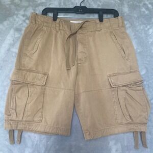 Abercrombie & Fitch Mens Cargo Shorts Y2K Size 33 Beige Drawstring Casual‎